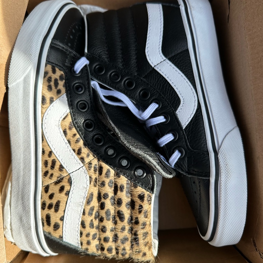 Vans oldskool calf hair cheetah print size 5